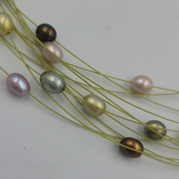 Honora 12 Strand Flosted Pearl Necklace - Picture 5 of 7